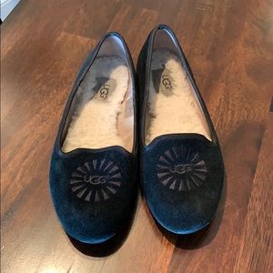 Black Ugg Flats with Fur Insole